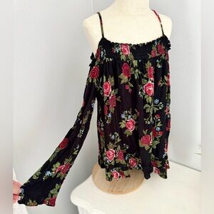 Art Class Floral Open Shoulder Girls Top (XL 14-16)